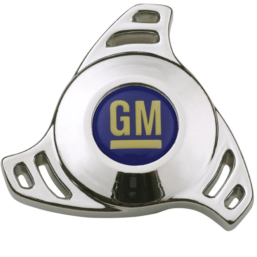 141-332 – PROFORM Air Cleaner Mounting Nut, 1/4 Inch - 20 And 5/16 - 18 Thread Size Chrome/ Blue GM Logo Spinner Desi...
